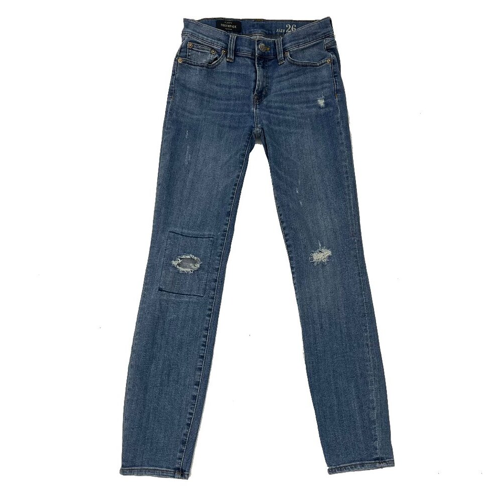 J Crew Distressed Toothpick Stretch Skinny Jeans Womens 26